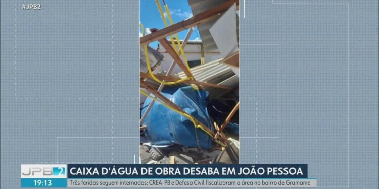 Três trabalhadores seguem internados após queda de caixa d’água em obra em João Pessoa