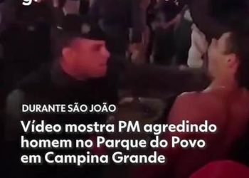Policial é flagrado agredindo homem durante o São João de Campina Grande; PM afasta agente do cargo