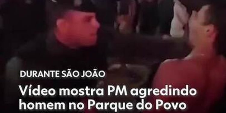 Policial é flagrado agredindo homem durante o São João de Campina Grande; PM afasta agente do cargo